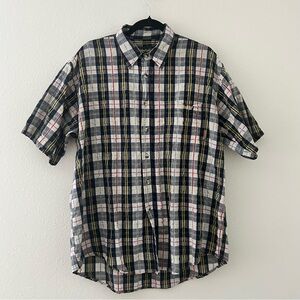 Timberland Men’s Plaid Button-Up Shirt Size XL | Classic Short Sleeve Casual Top